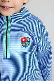 Florence Eiseman Stripe Performance Knit Half Zip With Sports Crest