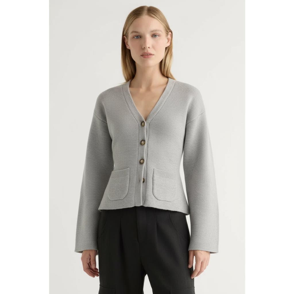 Modern Citizen Elinor Organic Cotton Wool V-neck Cardigan In Gray