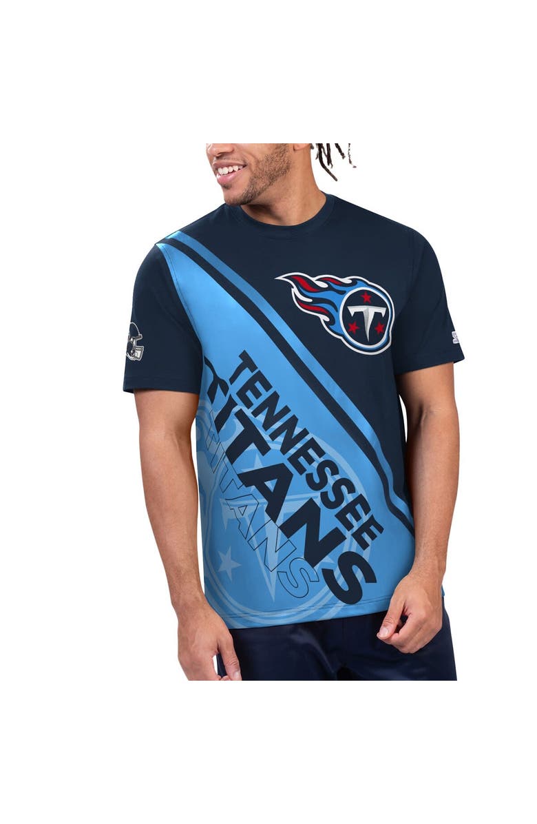 STARTER Men's Starter Navy/Light Blue Tennessee Titans Finish Line Extreme Graphic T-Shirt, Alternate, color, Navy