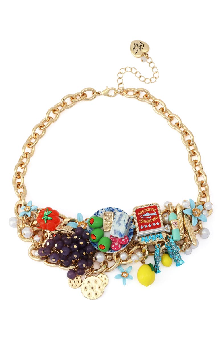 Betsey Johnson Charcuterie Bauble Frontal Necklace, Main, color, 