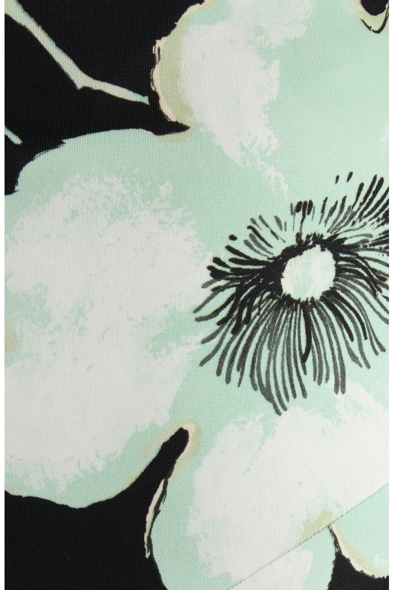 Floral High Waist Asymmetric Jersey Skirt, Alternate, color, NOIR/ AQUA