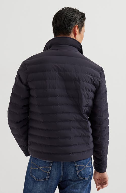 Brunello Cucinelli Quilted Shell Down Shirt Jacket In Blue