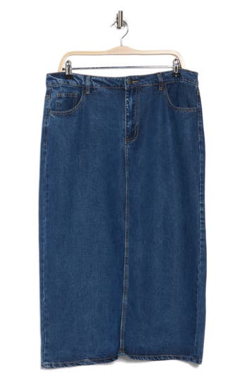 Dr2 By Daniel Rainn Denim Midi Skirt In Mid Wash