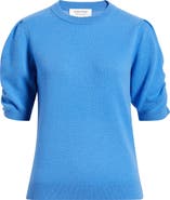 Nordstrom Ruched Short Sleeve Cashmere Sweater