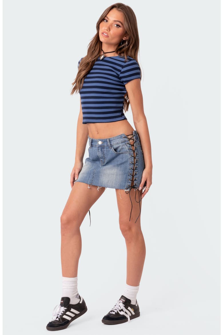 Blakely Open Back Crop T-Shirt, Alternate, color, BLUE-AND-NAVY