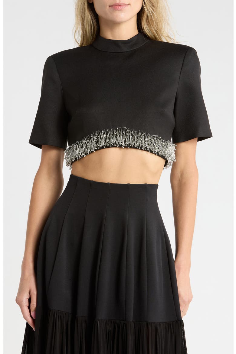 Jalen Bead Hem Crop Top, Main, color, BLACK