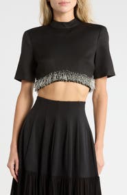 Simkhai Jalen Bead Hem Crop Top