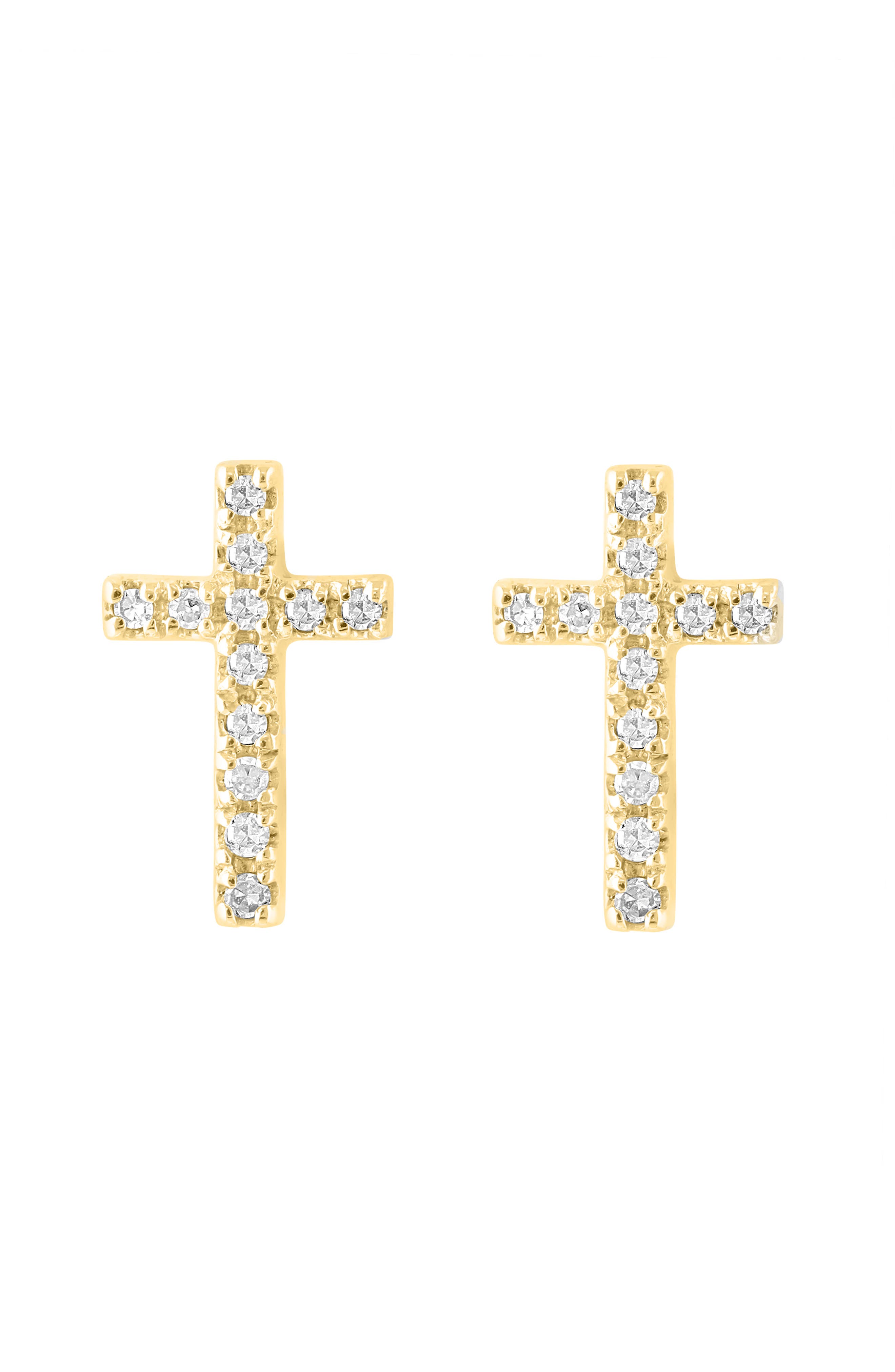 EFFY 14K Yellow Gold Diamond Cross Stud Earrings