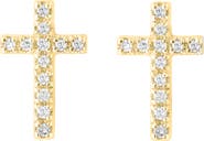 EFFY 14K Yellow Gold Diamond Cross Stud Earrings