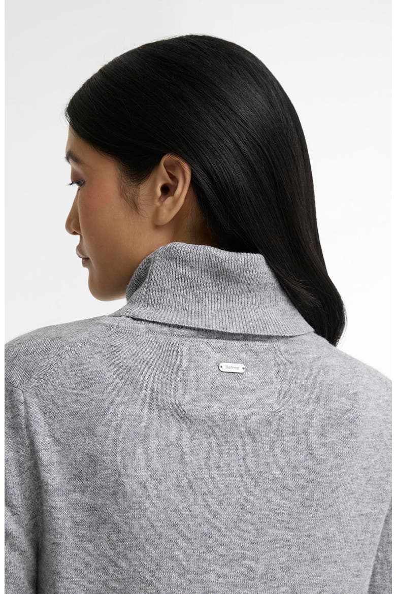 Pendle Elbow Patch Wool & Cotton Turtleneck Sweater, Alternate, color, GREY MARL/ BIRCHWOOD TARTAN
