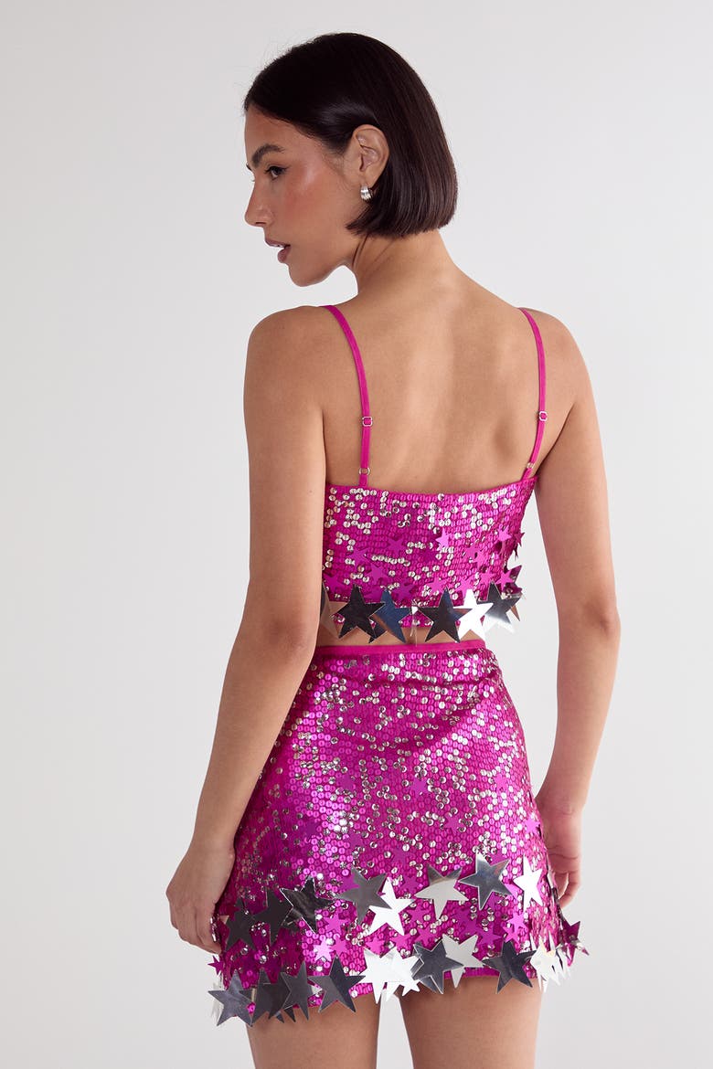 Limited Embellished Star Trim Mini Skirt, Alternate, color, Hot Pink