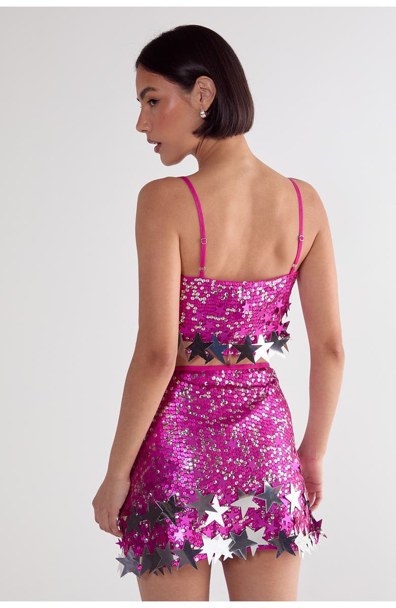 NASTY GAL Limited Embellished Star Trim Mini Skirt, Alternate, color, Hot Pink