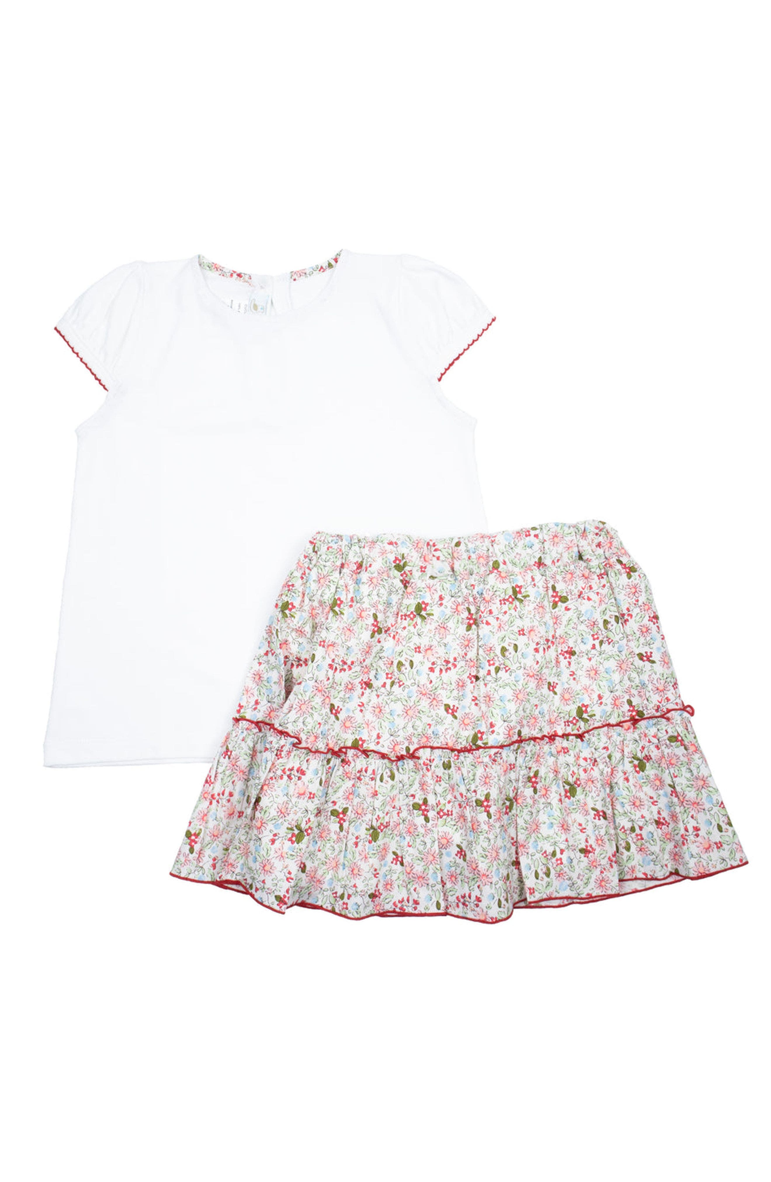 Cuclie Kids'  Floral Ruffle Skort Set In Multi