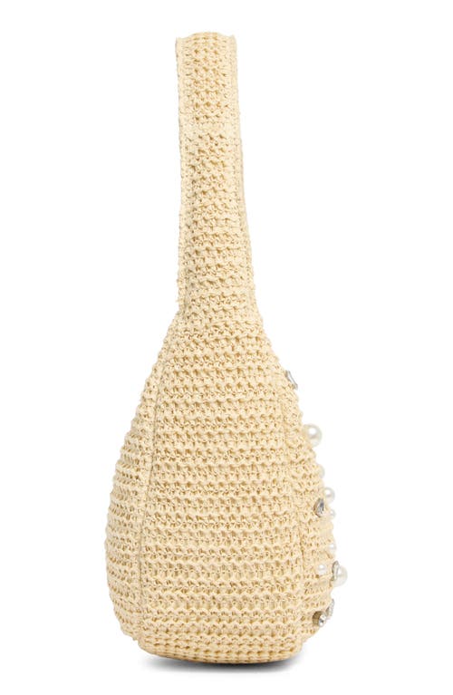 Steve Madden Embellished Woven Shoulder Bag In Raffia