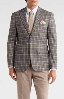 Plaid Slim Fit Stretch Knit Sport Coat
