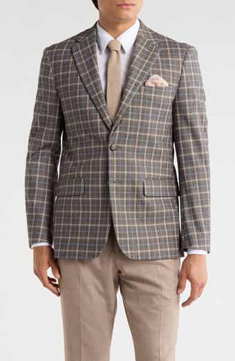 Plaid Slim Fit Stretch Knit Sport Coat
