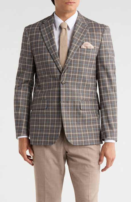 Plaid Slim Fit Stretch Knit Sport Coat