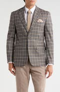 Duchamp Plaid Slim Fit Stretch Knit Sport Coat