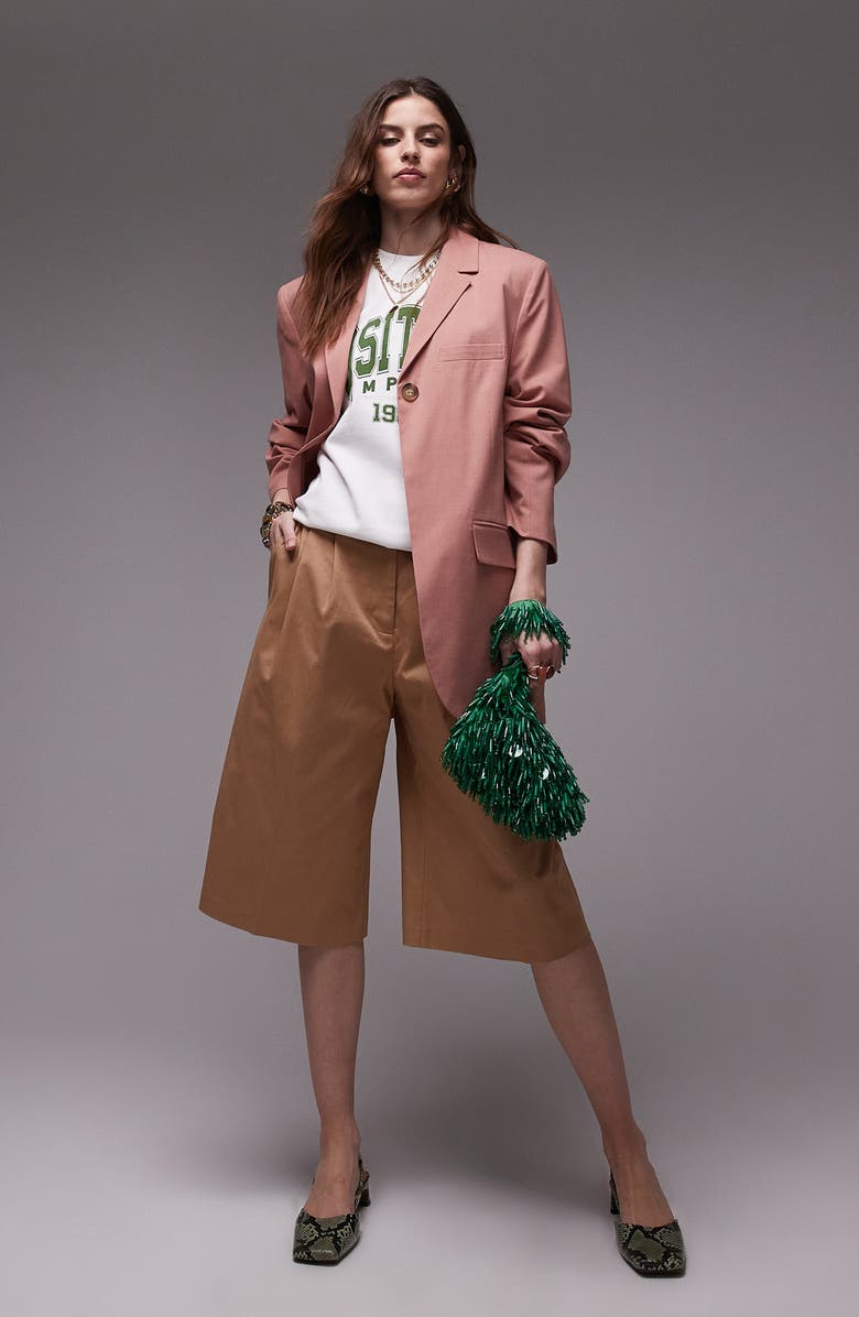 Topshop High Break Tailored Blazer, Alternate, color, Light Pink