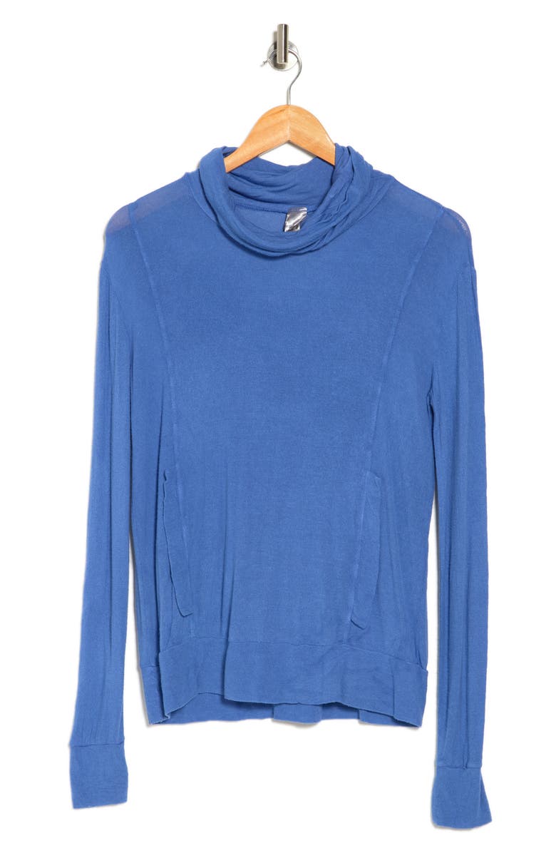 GO COUTURE Turtleneck Banded Sweater, Alternate, color, Blue Perennial