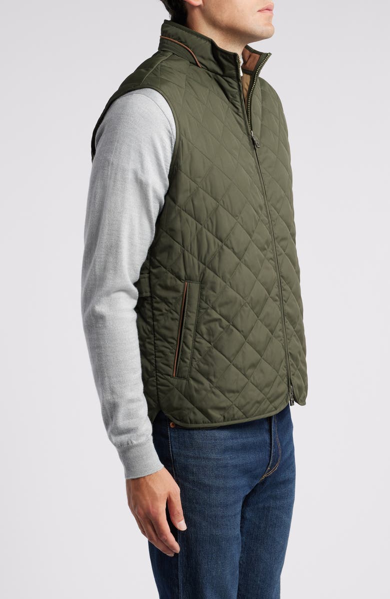 Peter Millar Essex Water Resistant Quilted Vest, Alternate, color, Dark Olive