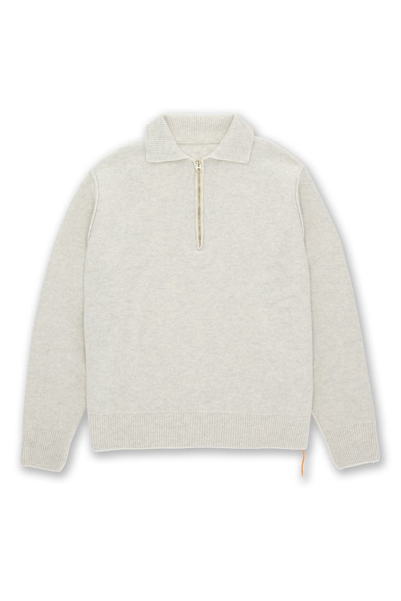Yale Wool Sweater with Collar and Zip, Main, color, Melange Grey