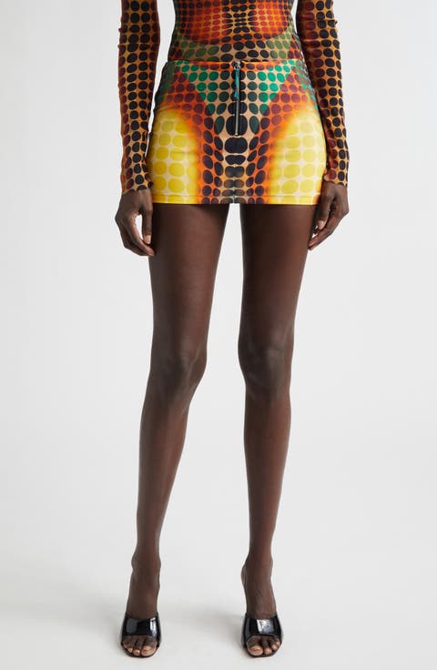 Re-Edition Polka Dot Trompe l'Oeil Mesh Miniskirt