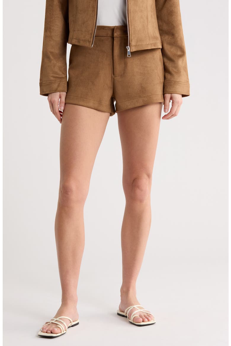 Faux Suede Micro Shorts, Main, color, CAMEL