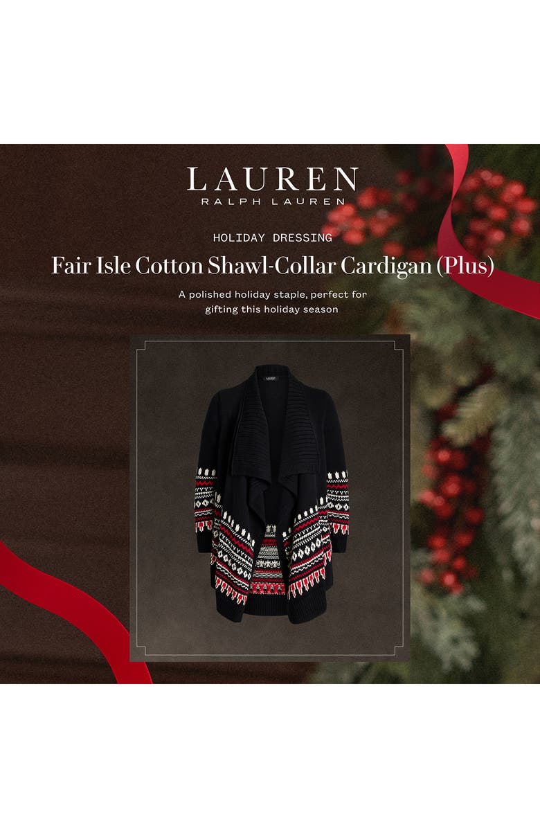 Lauren Ralph Lauren Fair Isle Waterfall Cotton Cardigan, Alternate, color, 