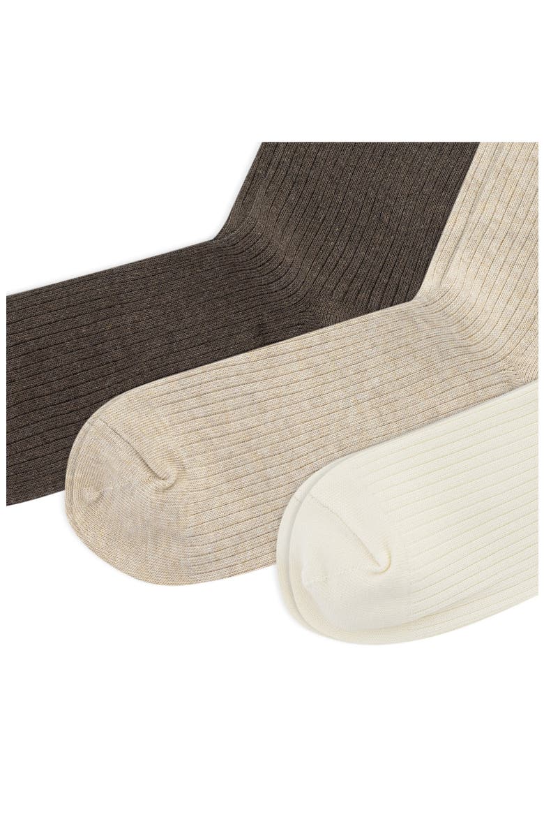 3-Pack Rib Crew Socks, Alternate, color, IVORY