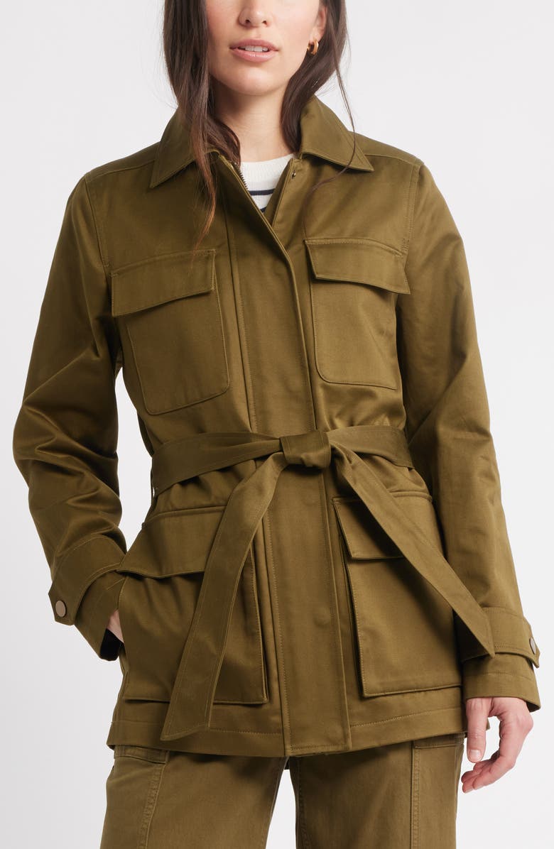 Caslon<sup>®</sup> Utility Cotton Trench Coat, Alternate, color, Olive Dark