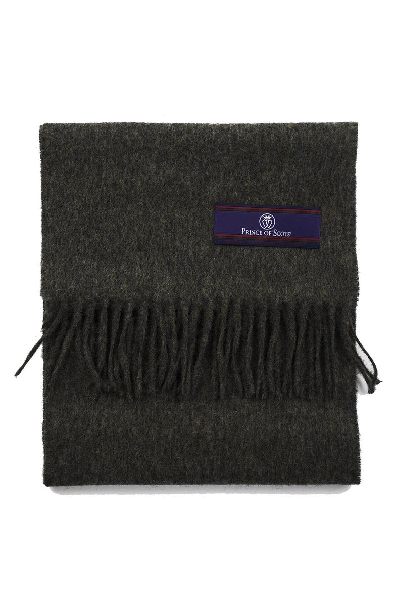 Prince of Scots Fringed Merino Wool Scarf, Alternate, color, Grey