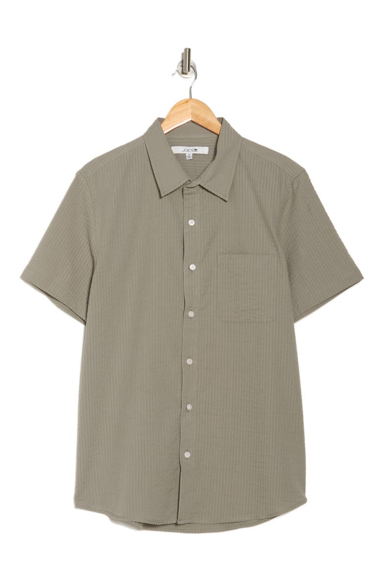 Cotton Seersucker Short Sleeve Button-Up Shirt, Alternate, color, OLIVE