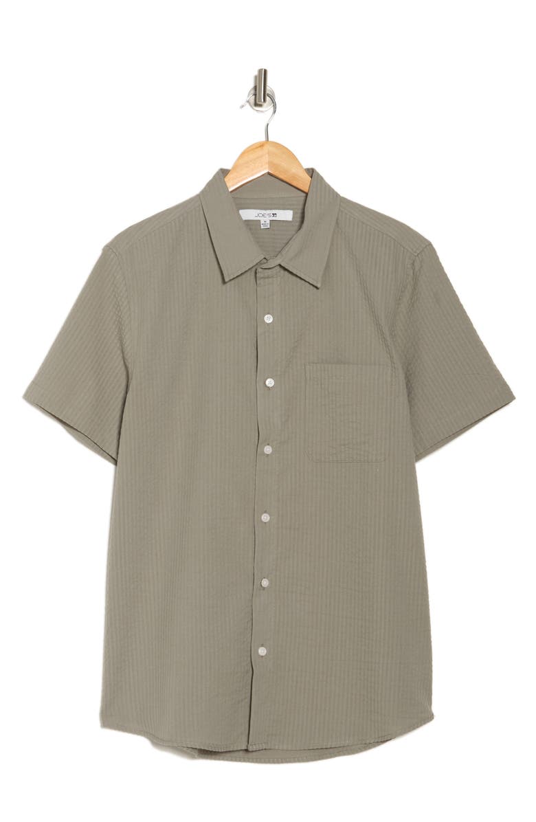 Joe's Cotton Seersucker Short Sleeve Button-Up Shirt, Alternate, color, Olive