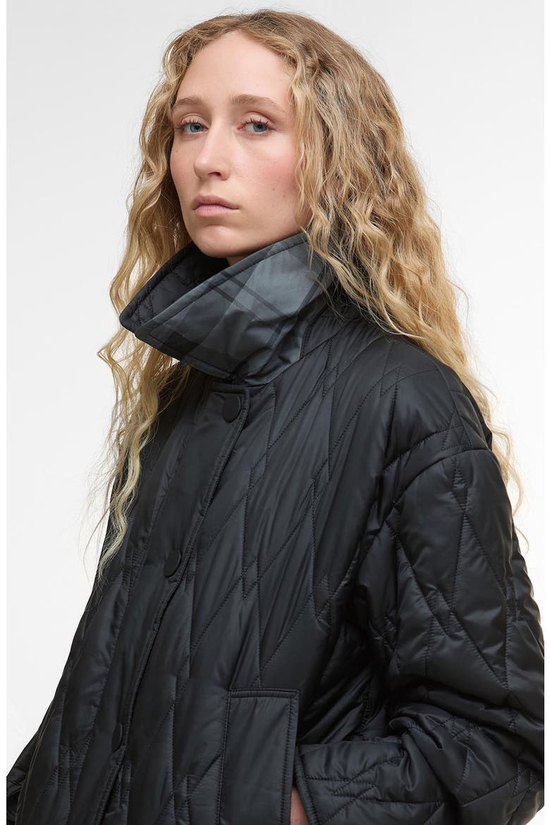 Bernadette Quilted Barn Jacket, Alternate, color, BLACK/ ONYX TARTAN