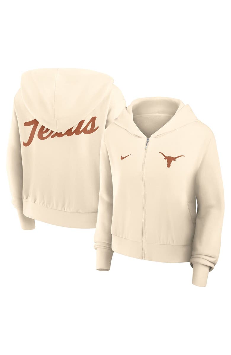 Nike Women's Nike Cream Texas Longhorns Cropped Chill Full-Zip Hoodie, Alternate, color, Cream
