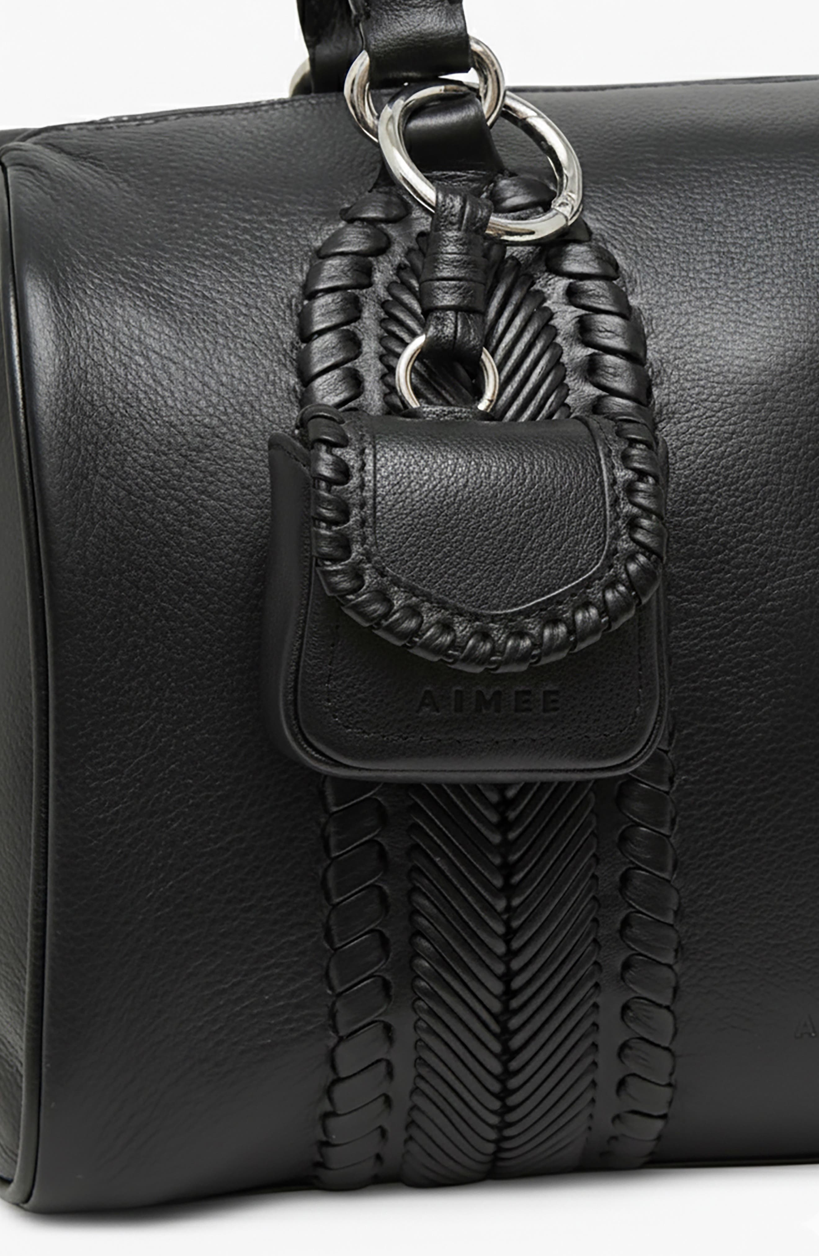 AIMEE All For Love Leather Bag Charm, Alternate, color, Black