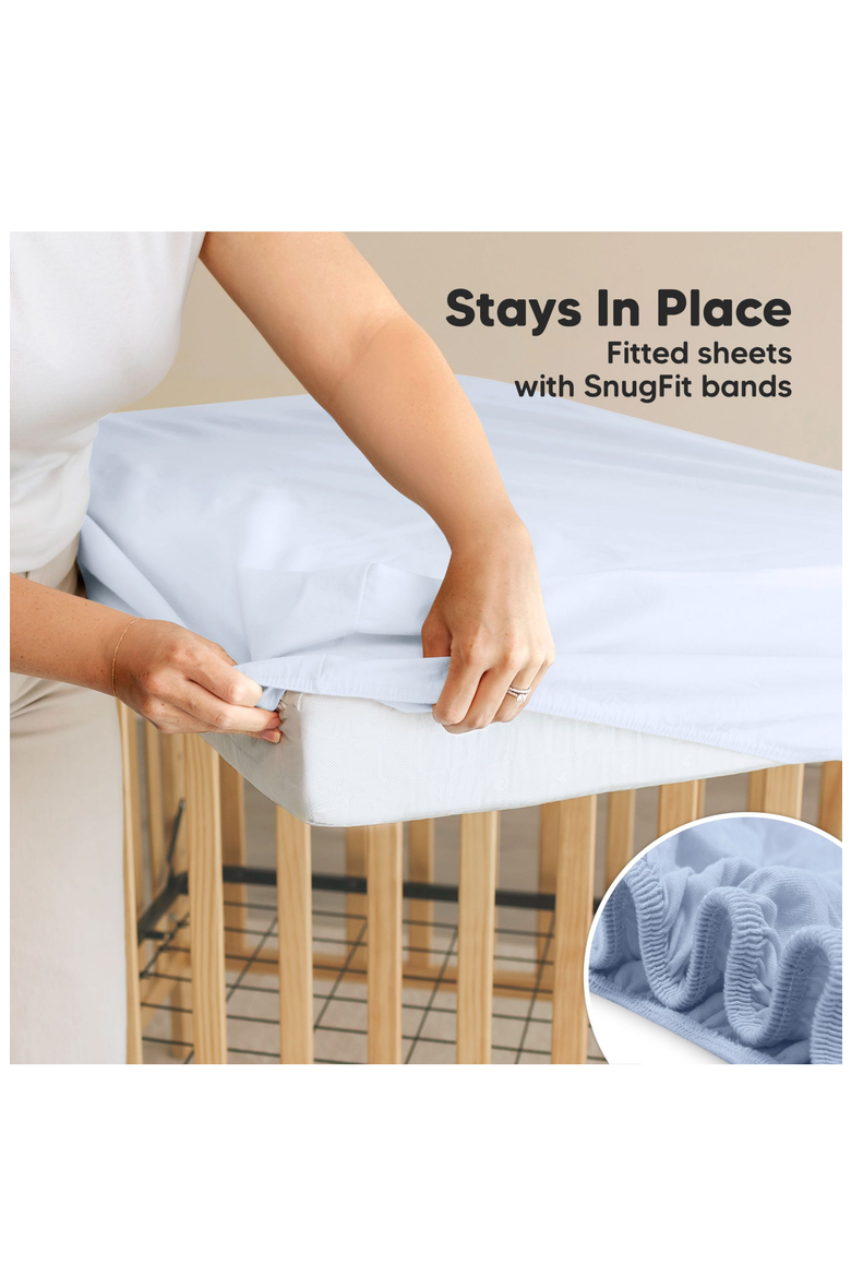 2-Pack Soothe [Protect+] Waterproof Crib Sheets, Alternate, color, Blue Flax