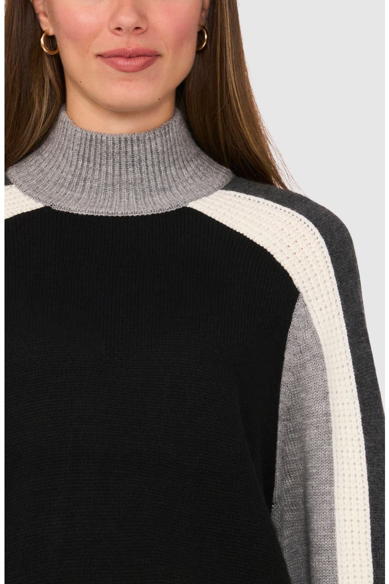 Colorblock Mock Neck Sweater, Alternate, color, RICH BLACK 060