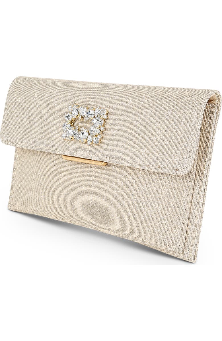 Jewel Badgley Mischka Sarah Envelope Clutch with Crystal Brooch, Alternate, color, Gold
