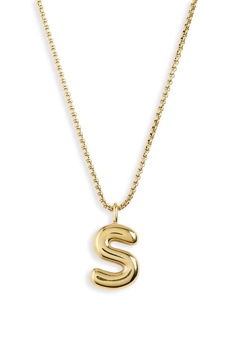 Waterproof Bubble Initial Pendant Necklace, Alternate, color, S- GOLD