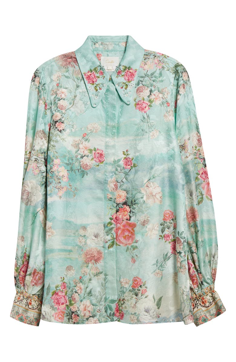 Camilla The Jewelry Museum Curved Collar Silk Shirt, Alternate, color, 