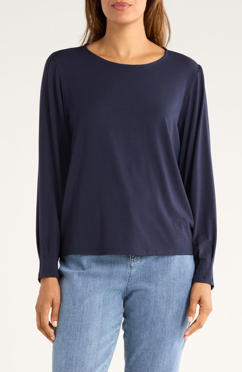Eileen Fisher Pleat Sleeve Top, Main, color, Ink