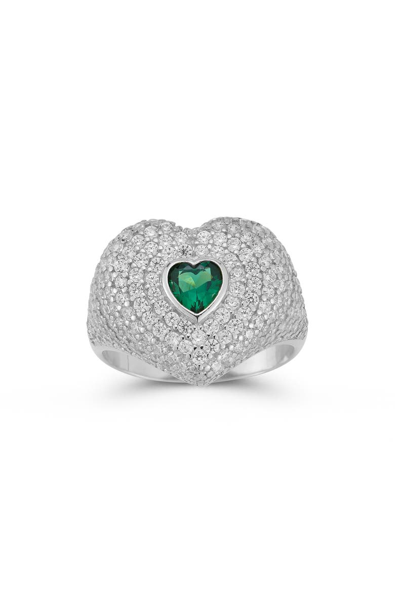 SPHERA MILANO Pavé Heart Signet Ring, Alternate, color, Silver