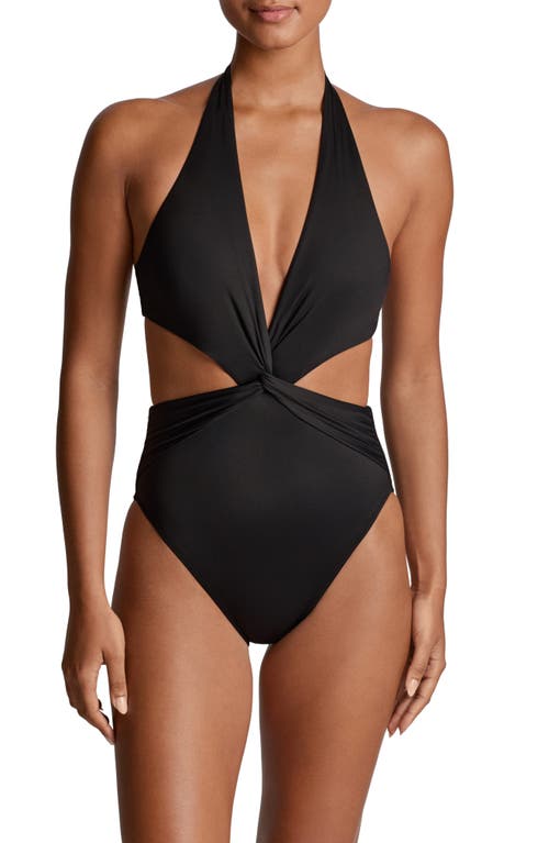 Ralph Lauren Lauren Cutout Twist One-piece Halter Swimsuit