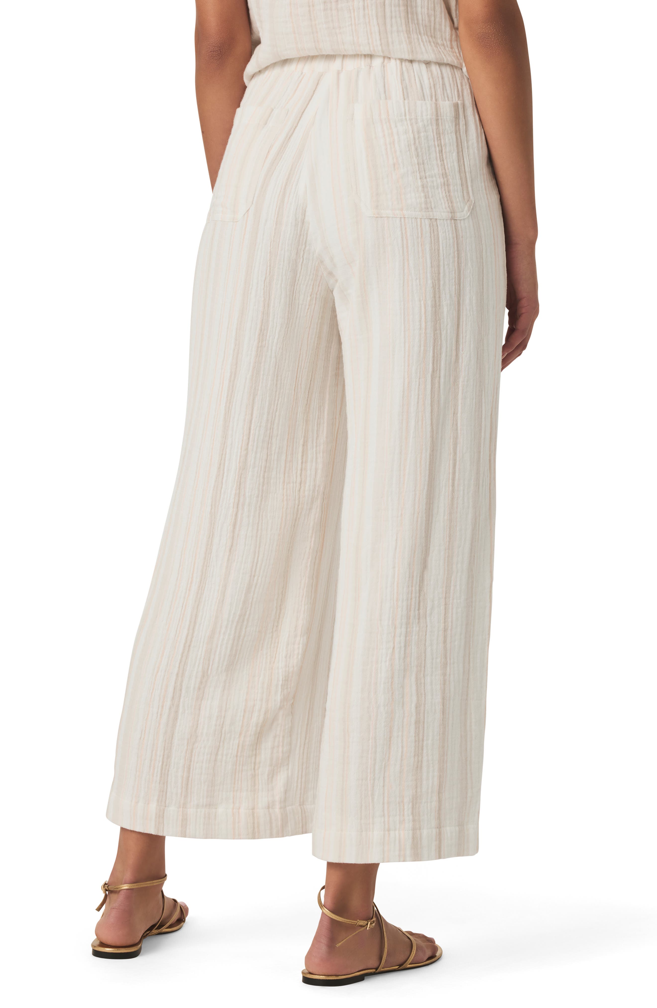 Kit Stripe Cotton Gauze Crop Wide Leg Pants - image 2