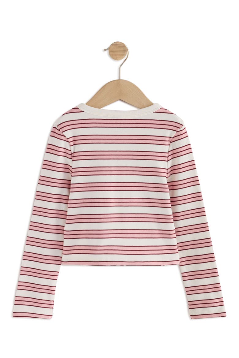 Kids' Stripe Long Sleeve Henley, Alternate, color, PINK