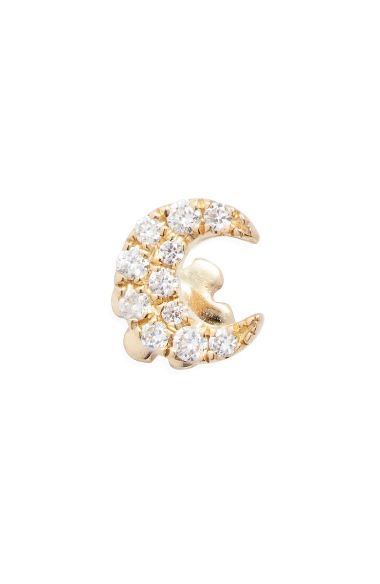 Maria Tash Small Diamond Moon Threaded Stud Earring, Main, color, 