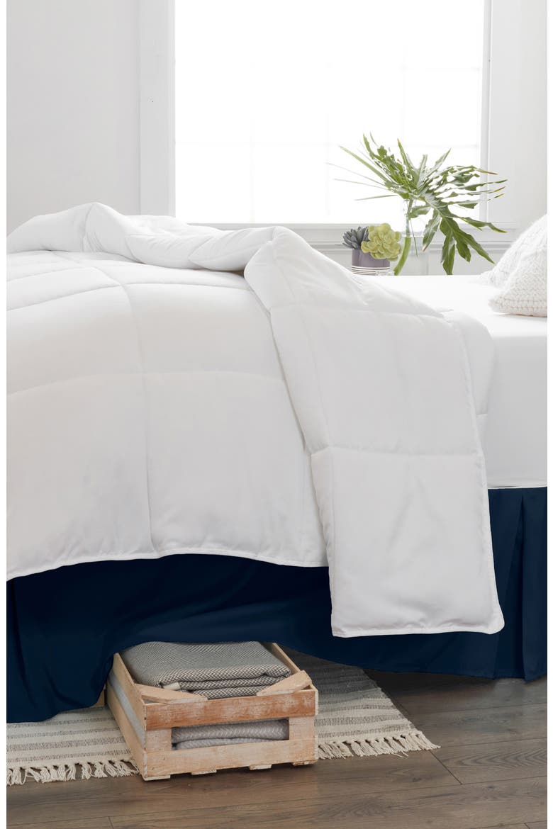 Premium Pleated Dust Ruffle Bed Skirt, Main, color, NAVY