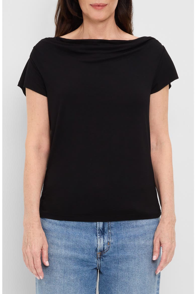 Desiree Cowl Neck Tee, Main, color, BLACK